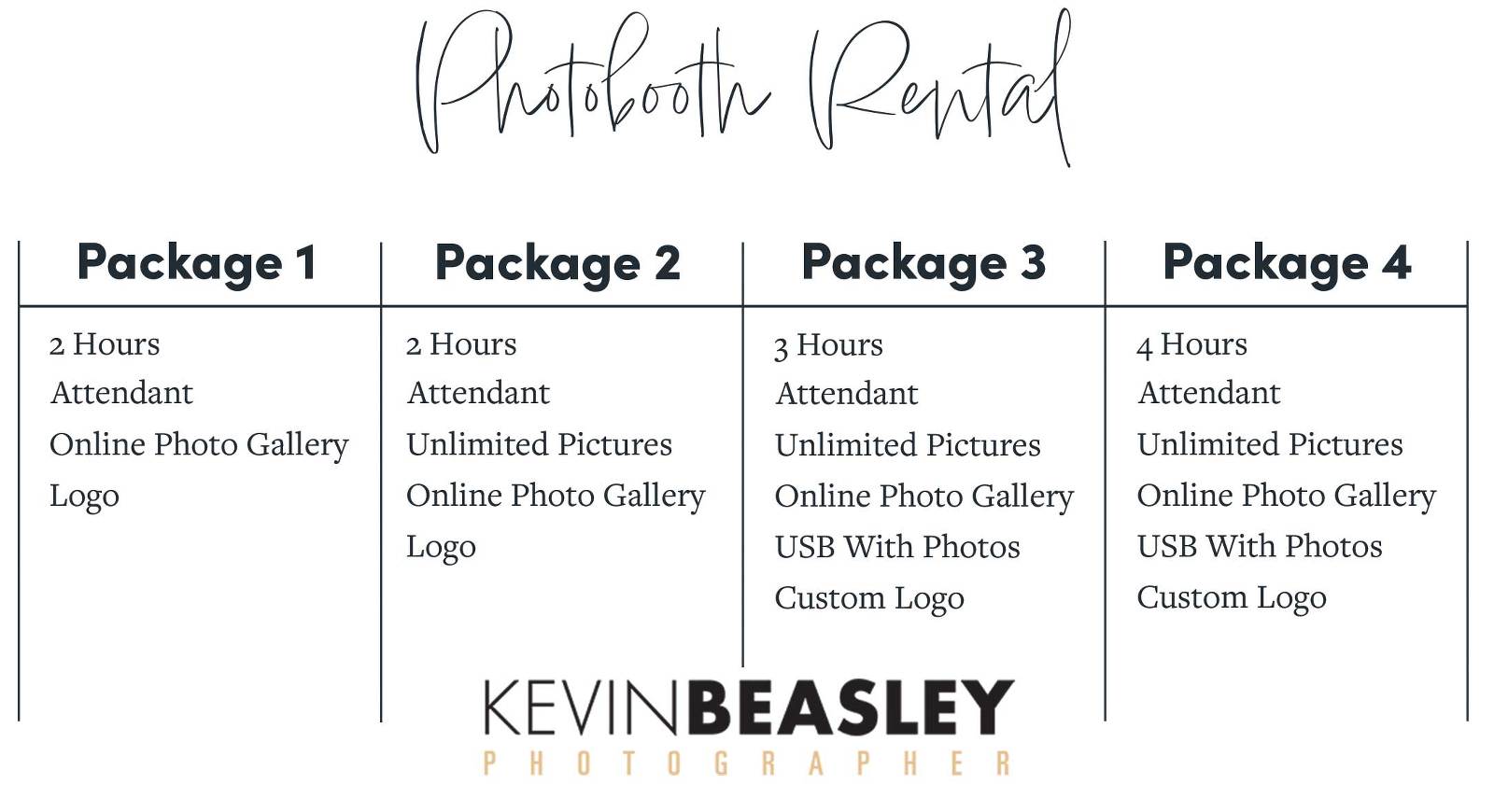 Photo booth rental packages
